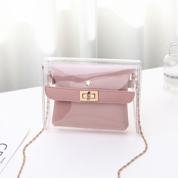 ✨HP✨CLEAR CROSSBODY WITH PINK TRIM AND INSERT - Picture 5 of 6